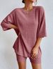 K European And American Style New Fashionable Casual Solid Color Round Neck Loose Women's Shorts Set. No Necklaces Or Other Accessories_ecoleips.com