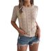 Real Shot Of 2026 Spring/summer Casual Solid Color Hollow-out Short-sleeve Knit Top For Vacation. Independent Website_ecoleips.com
