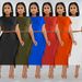 X6331 Fashion Women's Solid Color Tassel Round Neck Short Sleeve Long Dress Two Piece Set_ecoleips.com