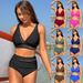 Women's Sexy Solid Color Bikini Swimsuit With Mesh Insert, Two-Piece Swimwear For Beach & Pool_ecoleips.com