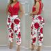 Women's High-Waisted V-Neck Jumpsuit Backless Print Design Spring/Summer New European American Style_ecoleips.com