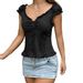 Aria Basics Aria Basics Cross-border European American Y2K Hot Girl Style Summer Short-sleeve Ruffled Tank Top Women's Clothing 2025 Autumn And_ecoleips.com