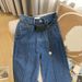 Women's Clothing Autumn New Blue Design Niche Jeans Women's High Waist Slim All Match Straight Wide Leg Pants_ecoleips.com