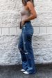 Women's Clothing Ripped High Waist Retro Slim Denim Mini Flared Pants_ecoleips.com
