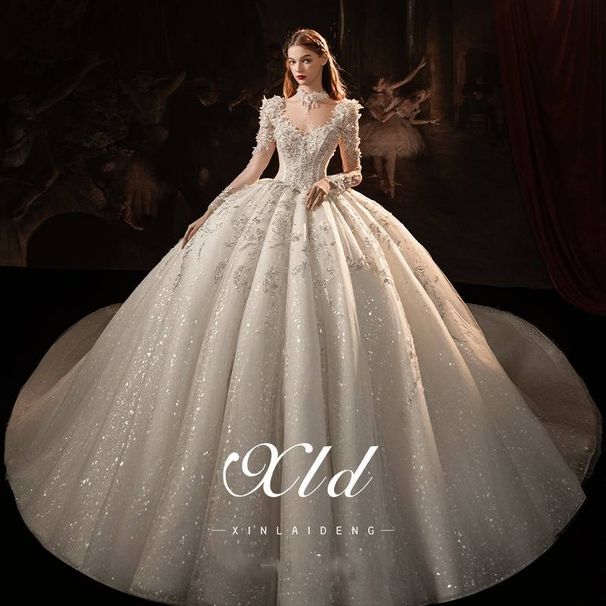 Women's Clothing New Runaway Princess Heavy Luxury Main Yarn Long Tail Palace Style Long Sleeves_ecoleips.com