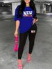Women's Casual Loose Fashion NEW YORK Pattern Printed Loose T-shirt+cropped Pants Two-piece Set Summer Home Sportswear Daily Wear-474_ecoleips.com