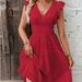 Women's Floral Sleeve V-Neck A-Line Midi Dress - Elegant Hollow-Out Casual Summer Dress Breathable Hollow-Out Detail_ecoleips.com