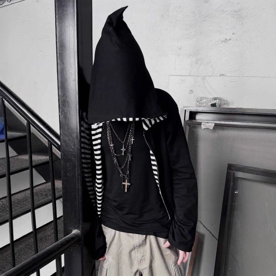 Fashion Subculture Style Loose Zip up Reversible Hooded Top Long Sleeved Versatile Women's Clothing for Foreign Trade_ecoleips.com