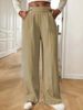 K New Style Floor Length Casual Pants With A Hanging Feel, High Waisted Pants, Loose Temperament, Straight Leg, Women's Niche Design, Solid Color_ecoleips.com