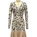 Women's Leopard Print Patchwork Dress V Neck Short Sleeve Digital Print Long Sleeve Mesh Stone Style_ecoleips.com