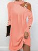Fashion Women Solid Casual Dress Autumn Winter Female Elegant Long Sleeve Metal Buckle Halter Neck Casual Mini Dress Robe Femme_ecoleips.com
