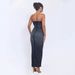 Women's Clothing Hot Diamond Tube Top Hip Wrapped Elastic Back Slit Dress_ecoleips.com