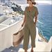 Cross-border European American Women's Clothing New Fashion Simple Casual V-neck Short-sleeve Two-piece Set With Shirt_ecoleips.com
