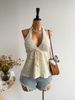 Summer Halter Neck Suspender Top For Women Solid Color Three Dimensional Tie Waist Short Strapless Style_ecoleips.com