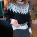 girl 2024 Autumn Winter New Vintage Jacquard Knit Women Loose Casual Top Fashion Long Sleeve Color Block Sweater Christmas_ecoleips.com