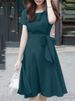 ZANZEA Women Solid Slim Mini Dress O-Neck Short Sleeve Knee Length Sundress Elegant Casual Loose Vintage Party Work A-Line Robe_ecoleips.com