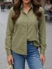 Women's Solid Color Shirt Light Luxury Lapel Button Down Long Sleeve Cardigan For Women_ecoleips.com