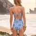 Women's Blue Printed One-Piece Swimsuit - National Style Design_ecoleips.com