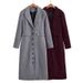 Women's Woolen Coat Temperament Elegant Lapel High Waist Long Versatile Coat_ecoleips.com