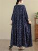 Cotton Long Sleeve Vintage Print Vintage Dresses For Women Oversize Casual Loose Long Dress Femme Robe Vestidos Elegant Clothing_ecoleips.com