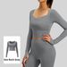 Patchwork Women's Long Sleeve Yoga Top With Bra Pads Breathable Slimming Fitness Sports Wear For Running_ecoleips.com