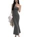 Women's Sleeveless Waist Slimming Dress Sweet Spicy Backless Suspender Short Pure Fishtail Bodycon Summer Casual Elegant Fashion_ecoleips.com
