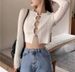 Women's Hollow Out Short Sweater Sexy Alluring Knit Cardigan Top Trendy Outfit_ecoleips.com