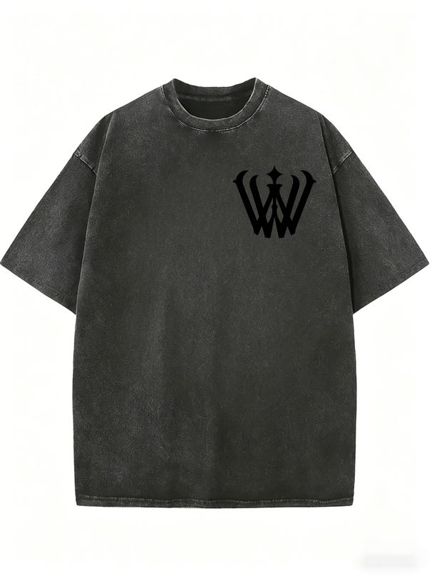 Vintage Washed Black Oversized T Shirt Women Minimal Crown W Logo Small Chest Print Loose Short Sleeve Casual Basic Tee Streetwear_ecoleips.com