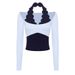 Women's Halter Neck Long Lace Top Two Piece Color Block Slim Fit Breathable Yoga Wear For Outdoor Sports And Fitness Long Sleeves_ecoleips.com