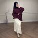 Verve New Muslim Loose Long Sleeve Top And Color Block Skirt Set_ecoleips.com