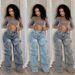 "Button-Front Relaxed Denim Pants - Decorative Stitching & Loose Fit (Blue/Light Blue/Dark Gray, S-XXL)"_ecoleips.com