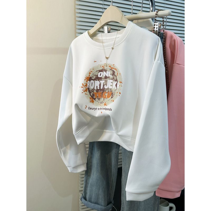Real Shot Of Foreign Trade Women's Crew Neck Sweatshirt Without Hood, Spring And Autumn Thin Version, Plus Size, Loose_ecoleips.com