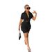 Women's Clothing New Urban Style Shirt Short Sleeve Shorts Solid Color Two-piece Set_ecoleips.com