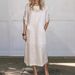 Autumn And Winter Women's Cotton Linen Solid Color Casual Round Neck Double Side Pocket Long Dress_ecoleips.com