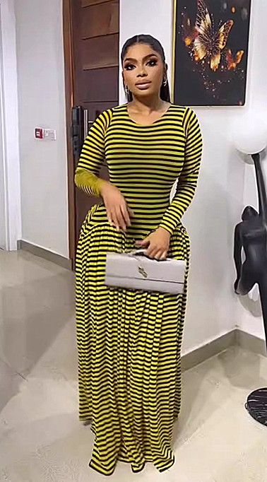 Women's Winter Fashion Women's Striped Dress Slim Fit Full Swing Long Sleeve American Style Hot Selling Clothing For Ladies_ecoleips.com