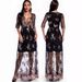 Glam Sequin Maxi Dress - V-Neck Disco Retro Evening Gown With Floral Embroidery (S-XL)_ecoleips.com