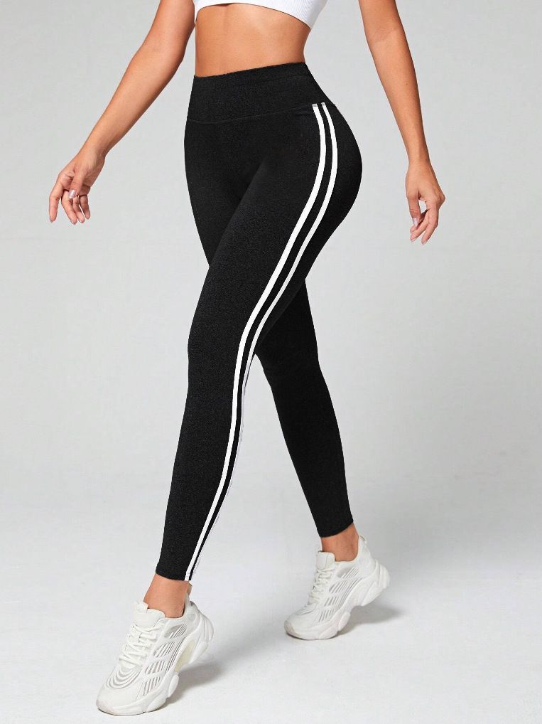 Women's Clothing High Waisted Women's Fleece-Lined High Waist Leggings With Side Stripes - Slim Fit, Tummy Control, Warm & Comfortable_ecoleips.com