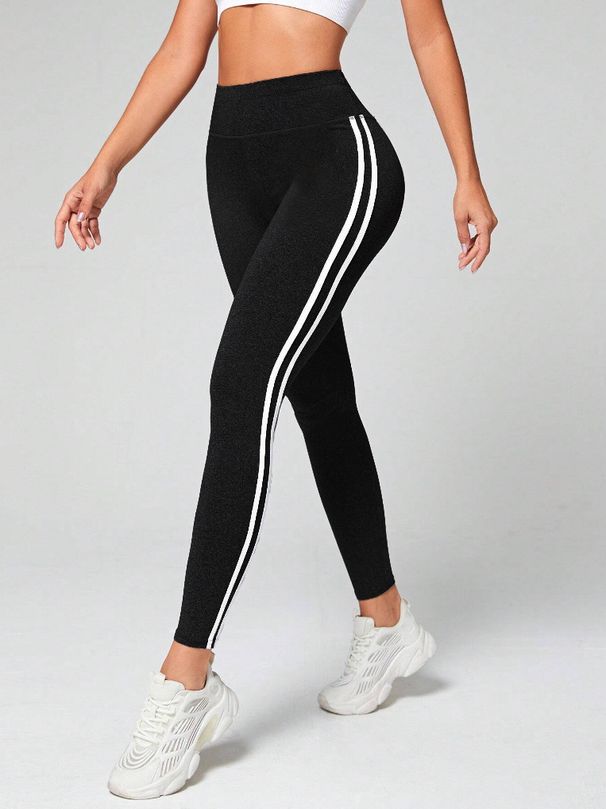 Women's Clothing High Waisted Women's Fleece-Lined High Waist Leggings With Side Stripes - Slim Fit, Tummy Control, Warm & Comfortable_ecoleips.com