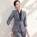 Women's Professional Gray Suit Single Button Blazer Skirt Set Elegant Casual Workwear For Job Interview Spring Season_ecoleips.com