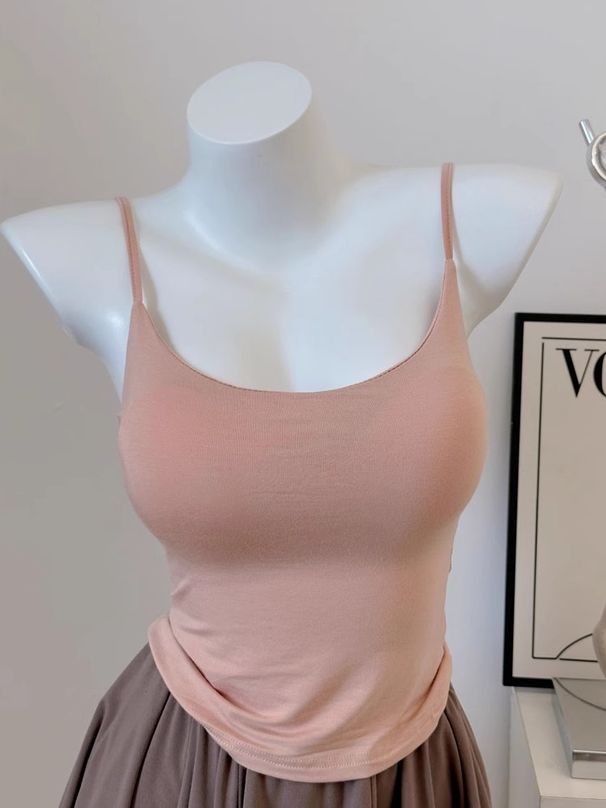 In-stock Camisole Top With Built-in Chest Pads, Designed To Enhance The Bust And Create Fuller Look, Suitable Women As A_ecoleips.com