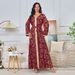 Verve MT170 Dubai Muslim New Style INS Trend Gold Foil Large Robe Fashion V-neck Flared Dress For Women_ecoleips.com