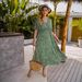 V-Neck Flowy Maxi Dress For Women, Elegant High Waist A-Line Long Summer Dress With Short Sleeves, Plus Size Boho Chic Dress_ecoleips.com