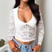 Women's Slim Fit Hollow Long Sleeve Lace Top European American Style Fashion Sexy Autumn Winter_ecoleips.com