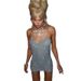 Women's Halter Neck Bodycon Mini Dress 3D Water Tear Decoration High Waist Sexy Summer New European American Style_ecoleips.com