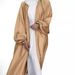 Verve 2025 New Muslim Women's Clothing Satin Puff Sleeve Robe Dubai Elegant Cardigan_ecoleips.com