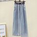 Women’s Clothing Jeans Suit Summer New Diamond Bow Short Sleeved T Shirt Women's High Waist Denim Wide Leg Pants Trend_ecoleips.com