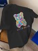 100 Cotton Casual White Round-neck T-shirt With Colorful Bear Desig Short Sleeves Women's FashionDamen-Grafik-T-Shirt_ecoleips.com