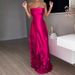 Women's Clothing New Style Splicing Round Satin Sexy Tube Top Backless Long Evening Dress_ecoleips.com