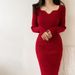 Medium And Long Knitted Sweater Skirt Women's Clothing Autumn And Winter New Temperament Thin Hip-wrapped Dress_ecoleips.com