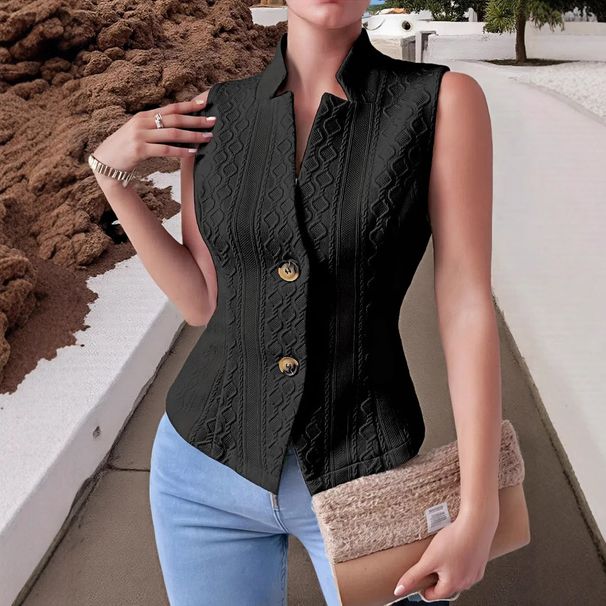 Women's Clothing Women's Clothing New Commuter V Neck Button Sleeveless Vest Vest Jacket Tops For Women_ecoleips.com